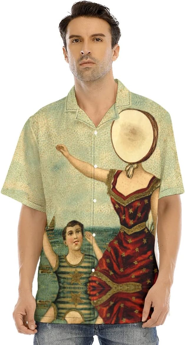 Neutral Milk Hotel, All-Over Print Men Hawaiian Shirt, Rock Band Button Down Tee Shirt