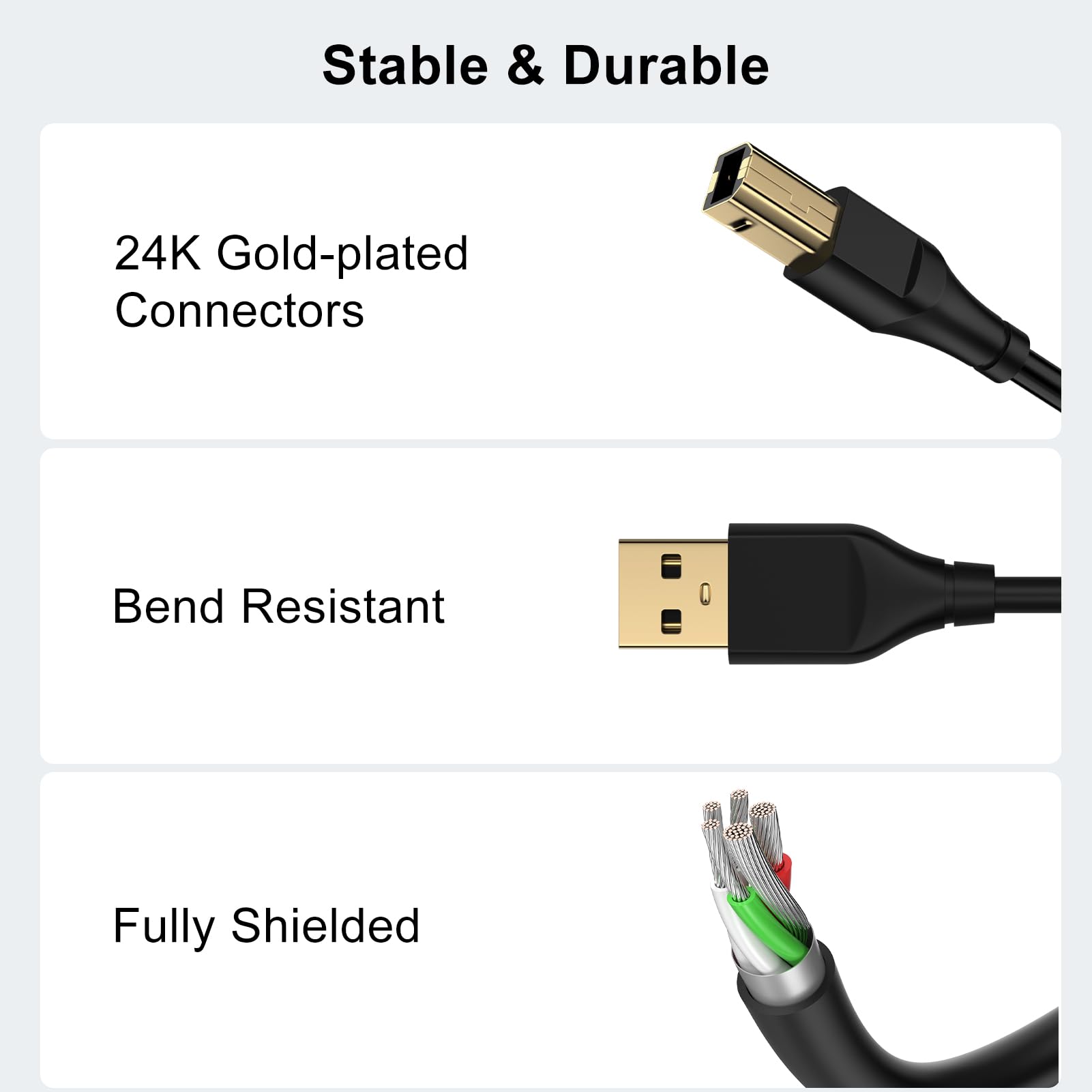 Câble d'imprimante USB de type A mâle vers B mâle haute vitesse pour HP, Canon, Dell, Epson, Lexmark, Xerox, Samsung, câble USB 2.0 pour contrôleur MIDI Brother Piano DAC 1,8 m