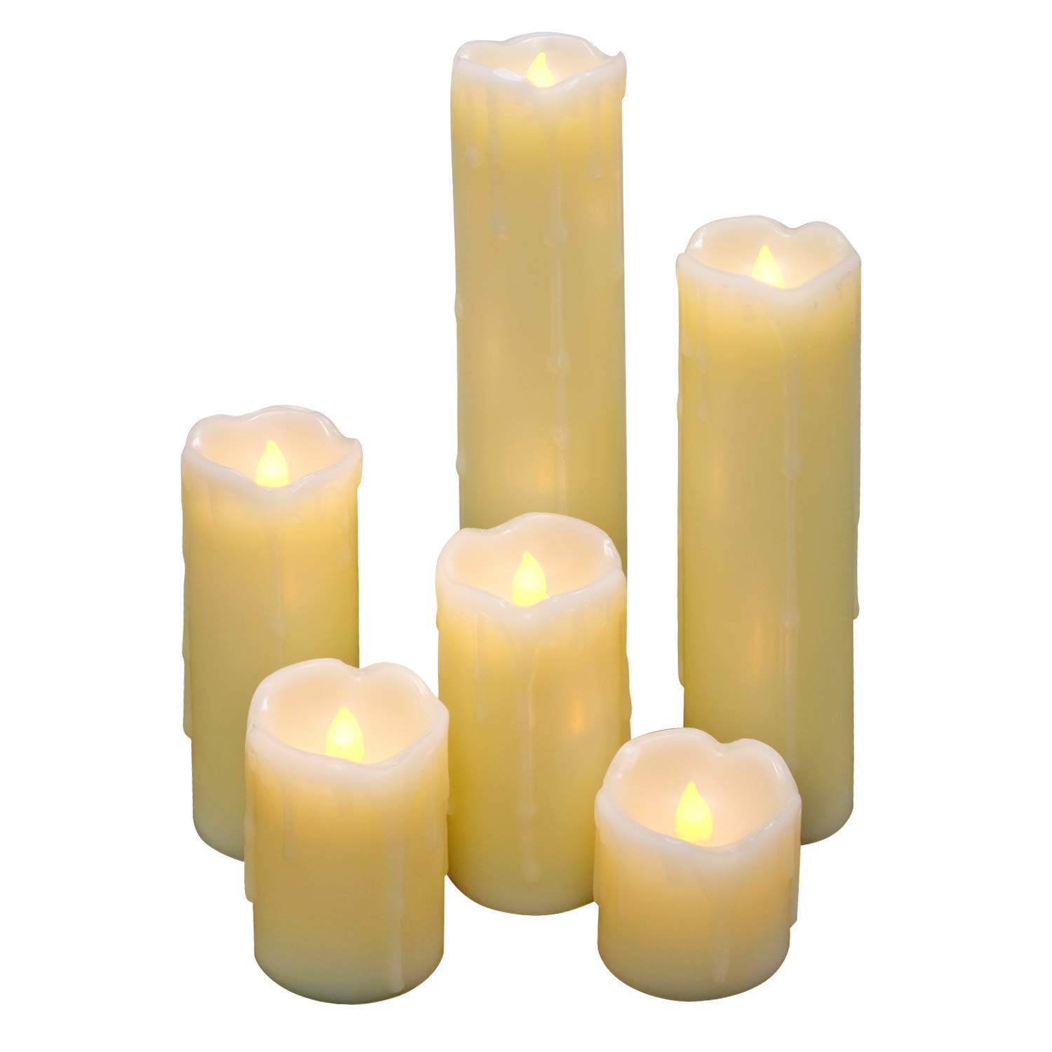 True Face Express Trading ® Set of 6 LED ing Real Wax Candles with DRIP Effect Battery Operated