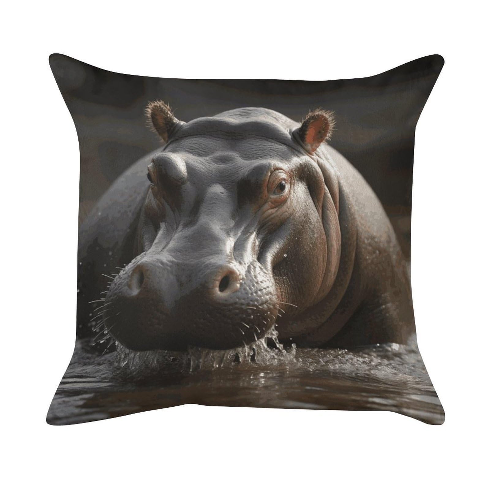 FekiLoot Hippo Pillowcase Velvet Throw Pillow Cover Ultra Soft Lumbar Pillow Shells Square Cushion Cases with Zipper Luxury Cozy Pillows Shams for All Seasons