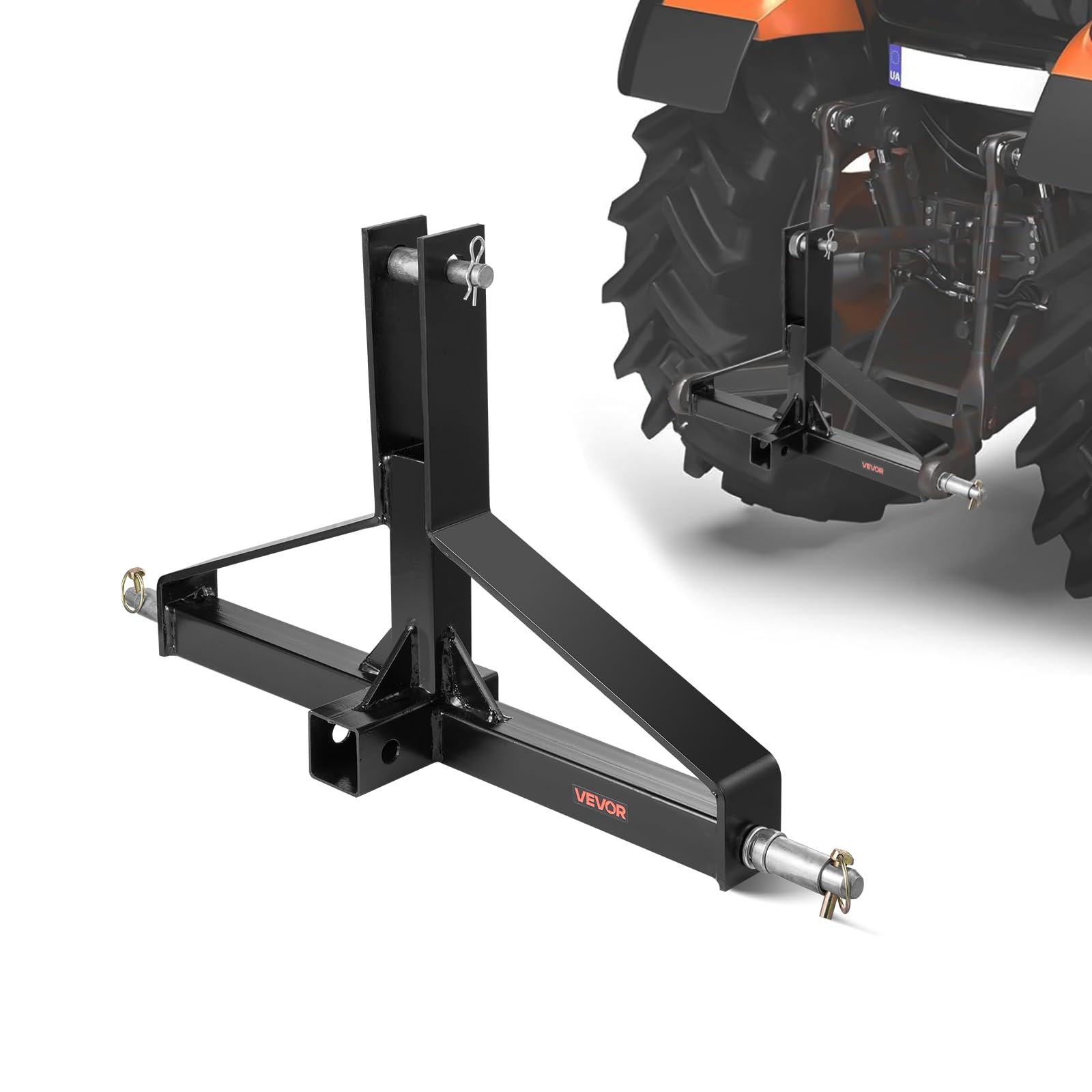 VEVOR 3-Punkt-Anhängerkupplung 660x165x450mm, Dreipunktaufnahme für Traktor der Kategorie 1360kg Kapazität, Anhängerkupplungsadapter, kompatibel mit Kubota, Mahindra, Ford, Yanmar, John Deere