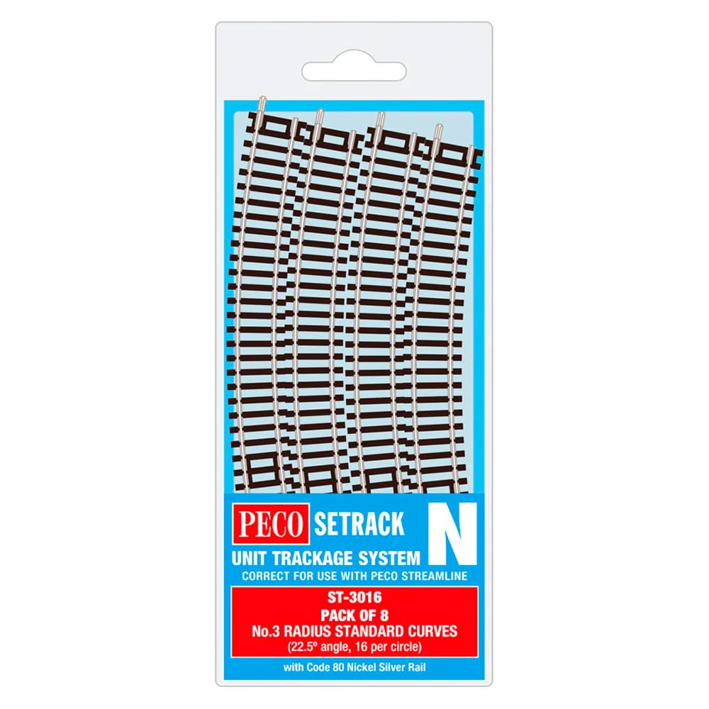 Peco N Set Track 8 X St-16 No.3 Radius Standard Curve, 298.5Mm