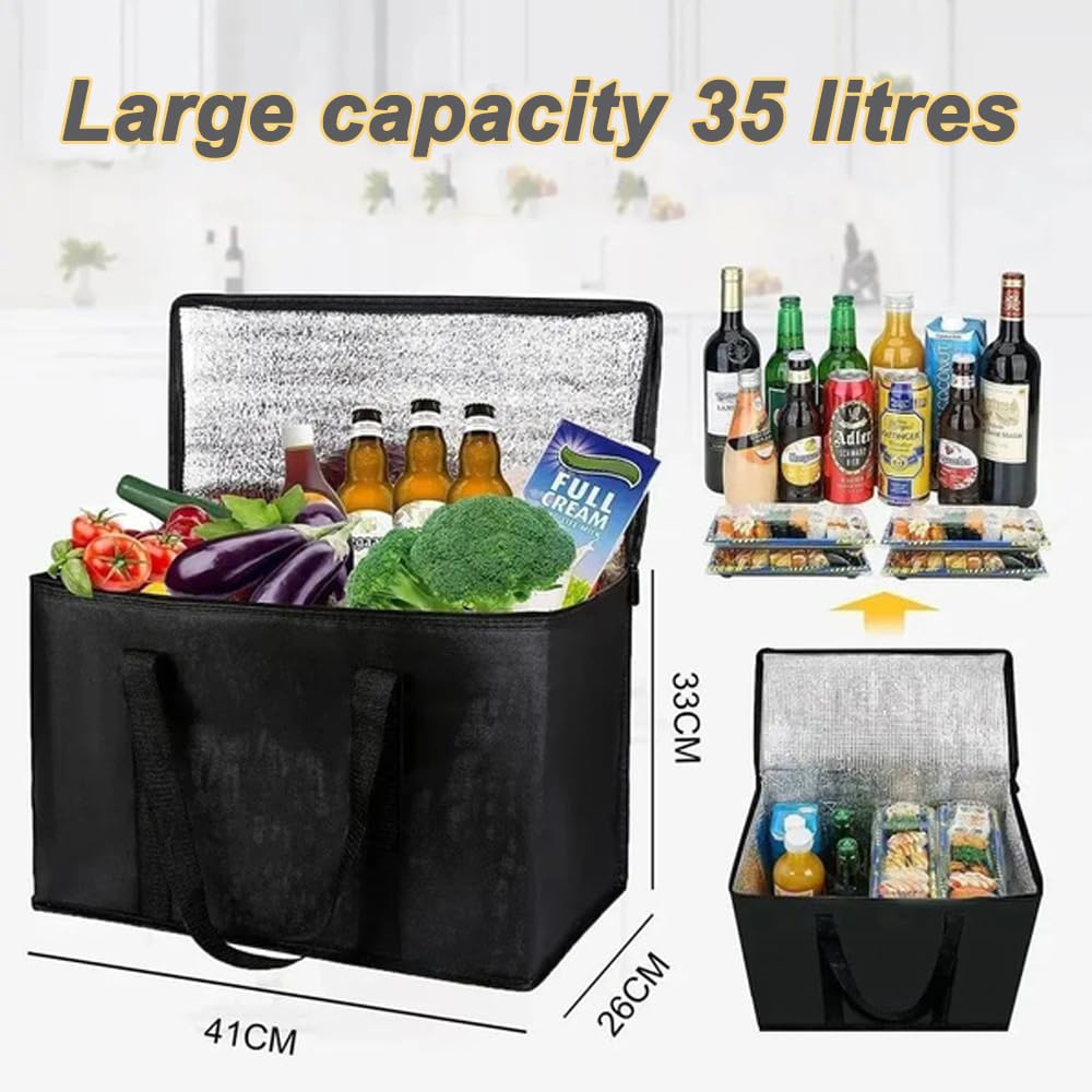 Borsa Termica 35L Isotermica Per Alimenti – Pieghevole, Con Rivestimento In Alluminio PEVA, Ideale Per Picnic, Spesa, Campeggio E Spiaggia