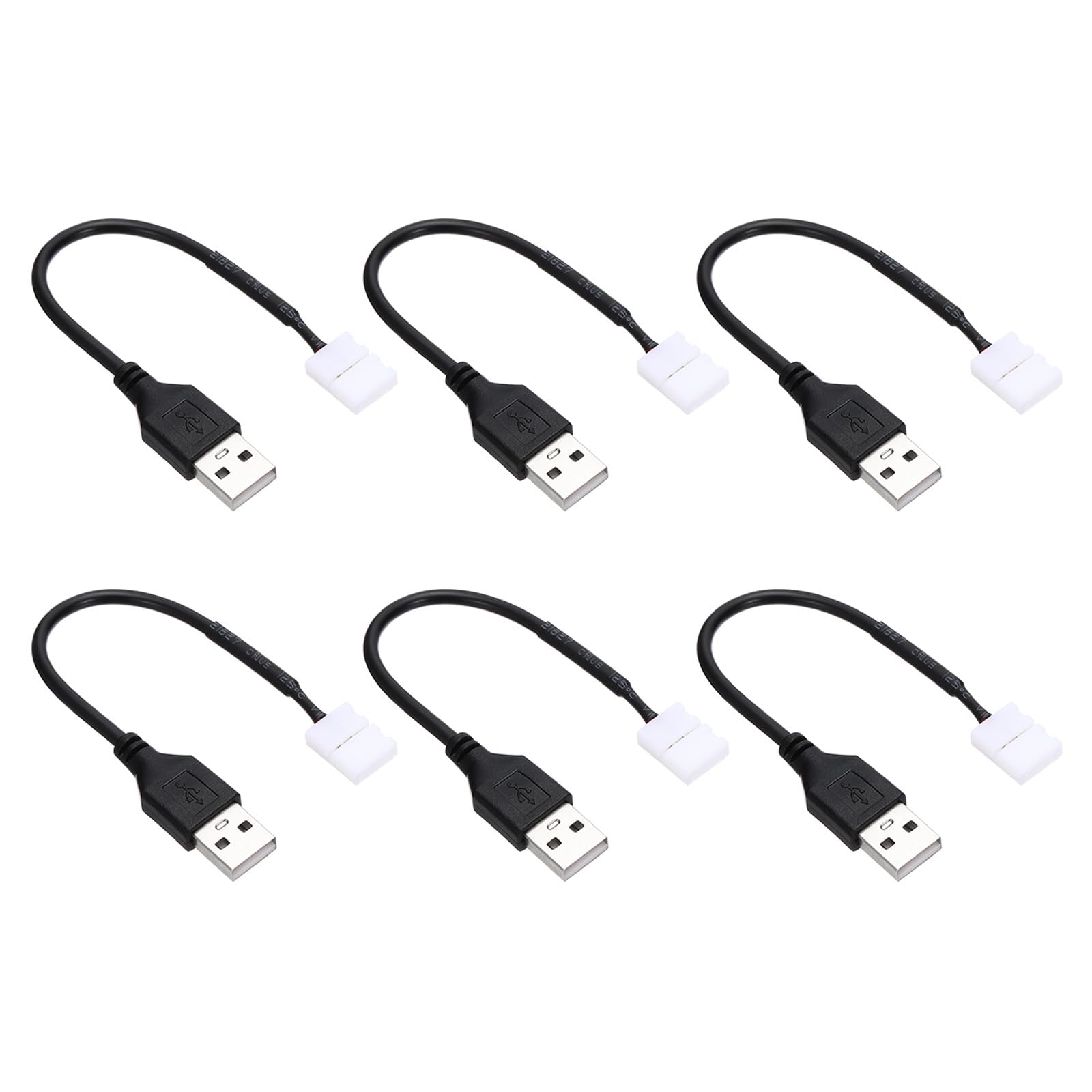 PATIKIL LED Strip Connector Cable, 6 Pcs USB to 2 Pin Quick Solderless Adapter Extention Wire Power Cord for 3528 8mm Width Strip Lighting