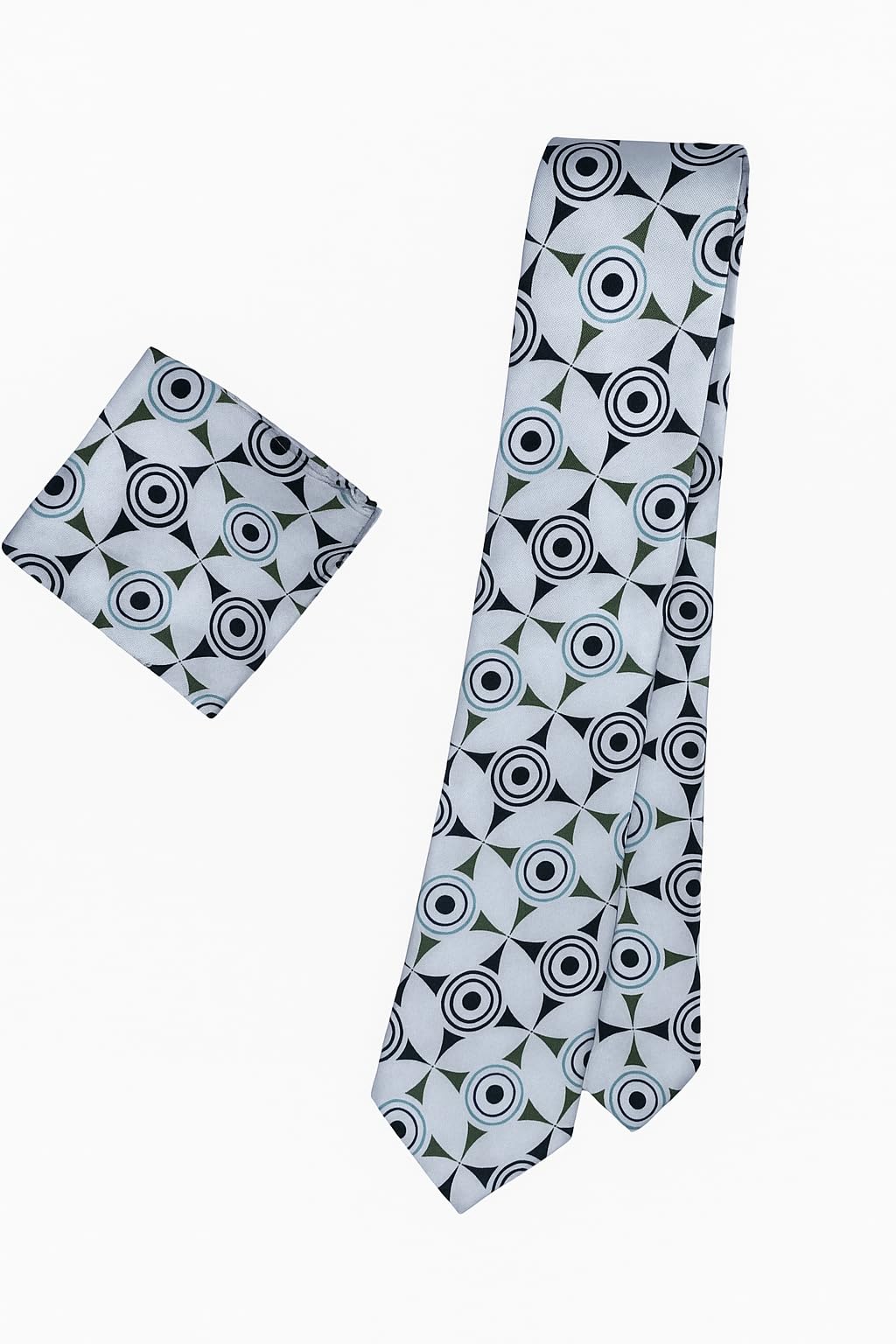 Unisex Long silky Satin Scarf with Matching Pocket Square | Geometric Printed Fashion Accessory for Men & Women | Lightweight Neck Wrap-image-36