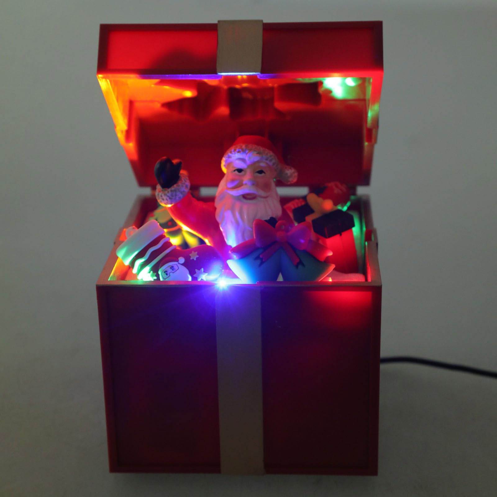 Cajas de regalo musicales LED para reproducción de canciones de Navidad, irrompibles, materiales de policarbonato, dos opciones de potencia, decoración del hogar, fiestas, decoración de