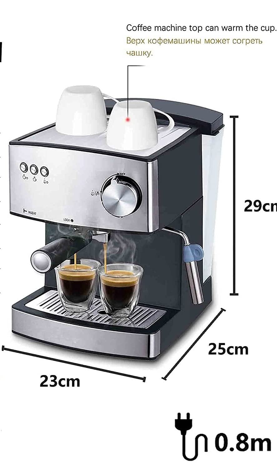Cafetera Espresso Y Capuchino con Vaporizador De Leche, Compacta Y Profesional, para Café Latte Y Moca, De Acero Inoxidable Cepillado.