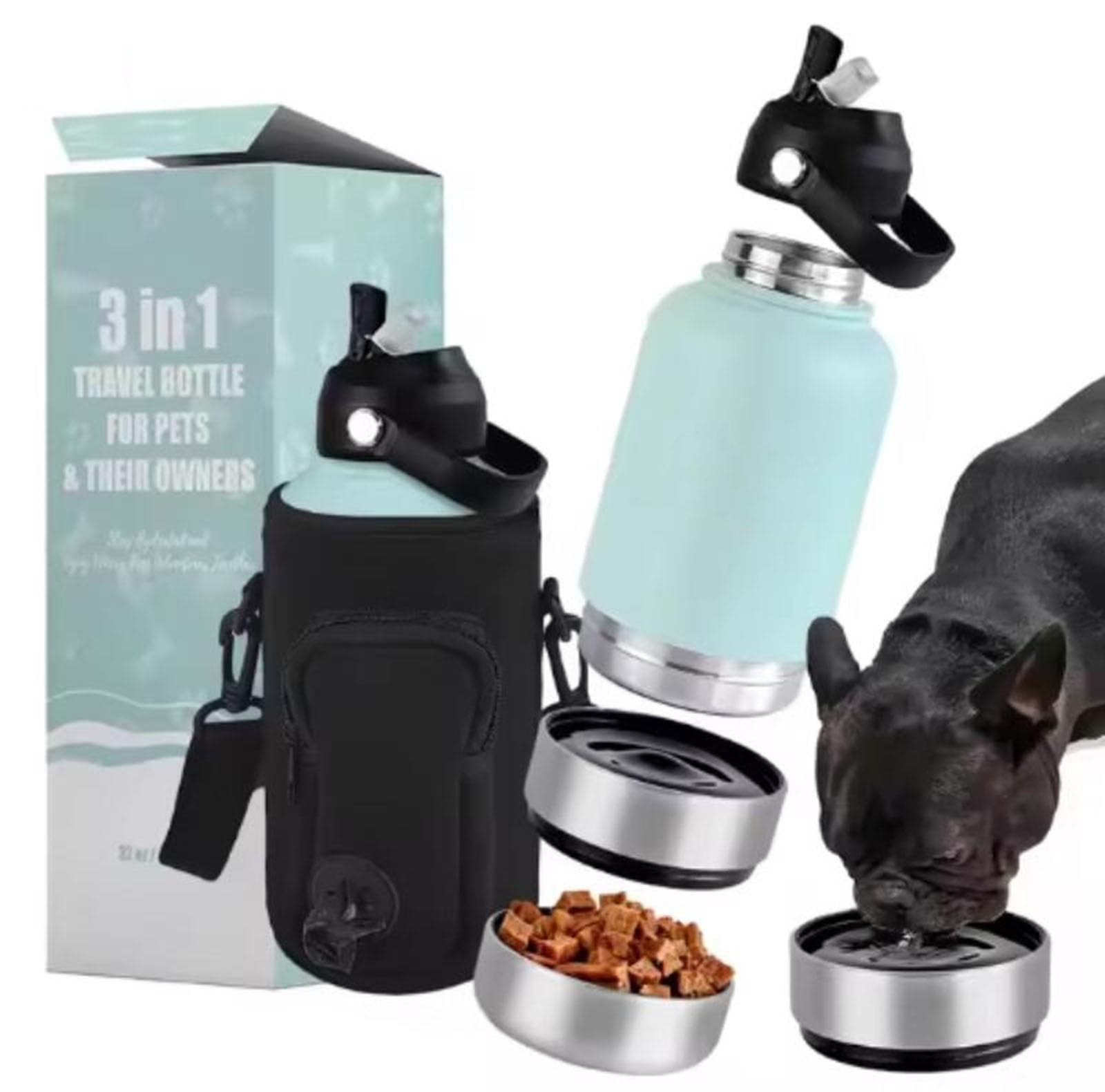 Edelstahl Hundetrinkflasche 950ml Auslaufsichere Wasserflasche für Hunde für Hunde & Katzen - Camping Reise & Outdoor Spaziergang BPA-frei(Orange)