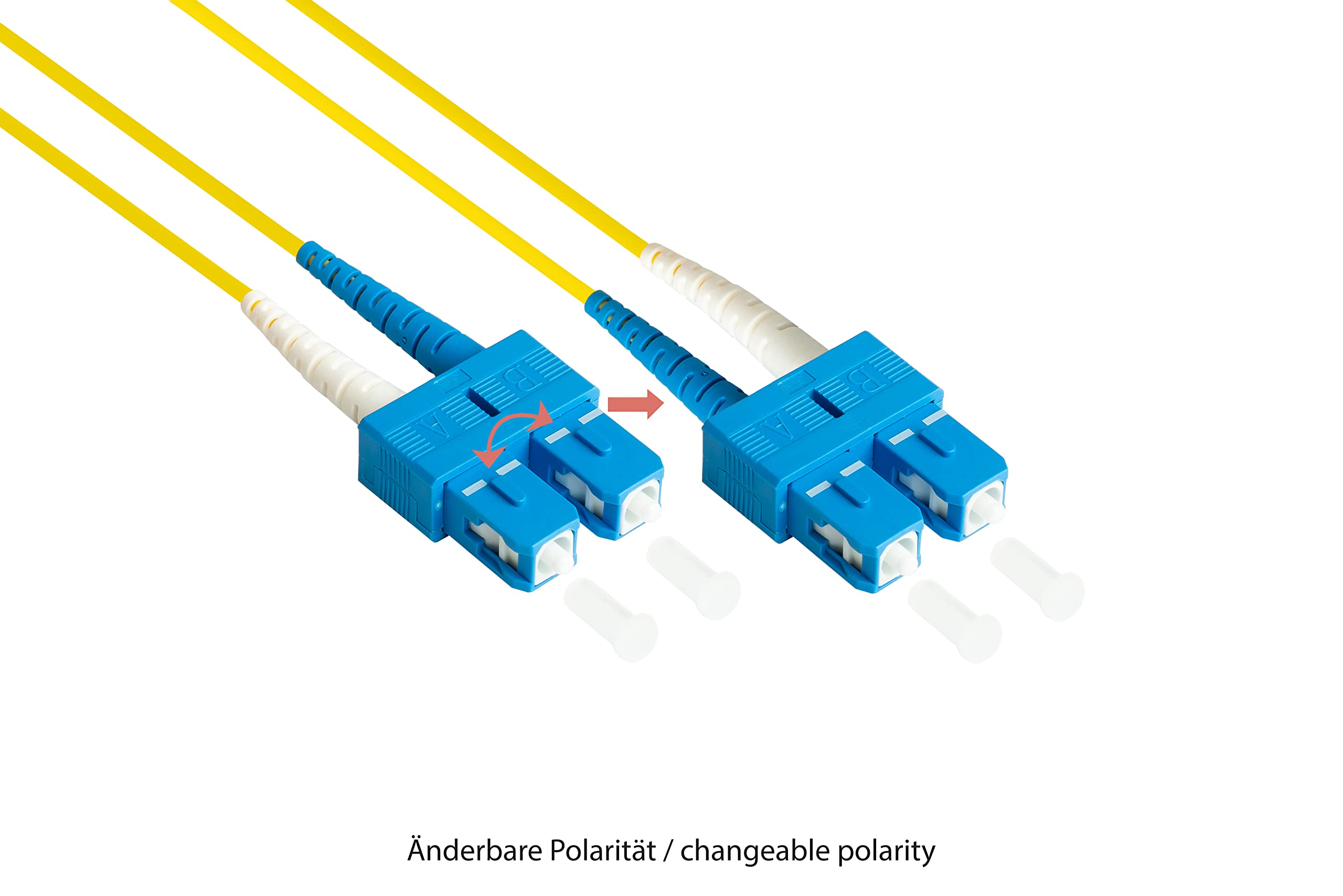 Good Connections OS2 - Cavo in fibra ottica DUPLEX maschio LC a SC, modalità singola 9/125, polarità sostituibile, cavo in fibra ottica, 0,5 m / 50 cm