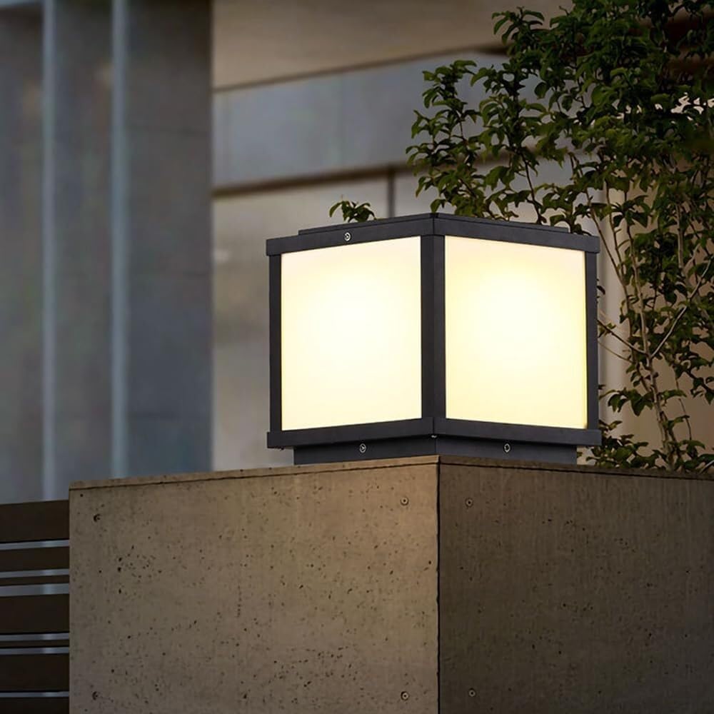 Nowoczesne solarne lampy podłogowe - wodoodporne oświetlenie ogrodowe LED, minimalistyczne oświetlenie ogrodzenia willi na zewnątrz, oświetlenie filaru ściennego o wysokiej jasności
