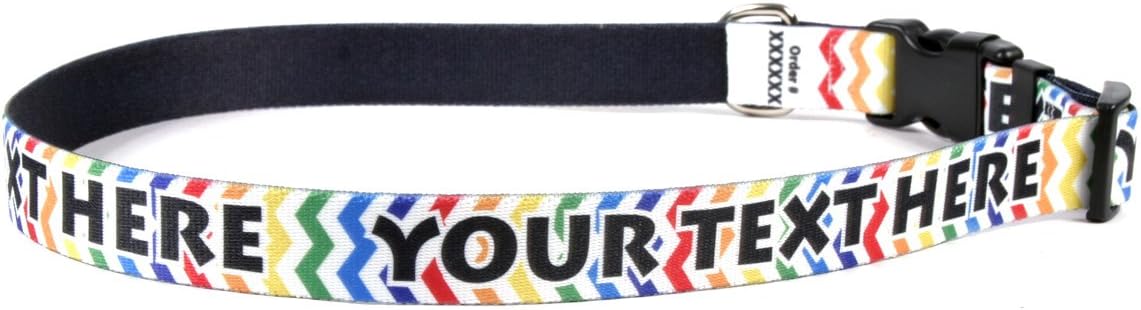 Candy Stripe Chevron Personalized Dog Collar - Large 1" Wide (18-26" Long)