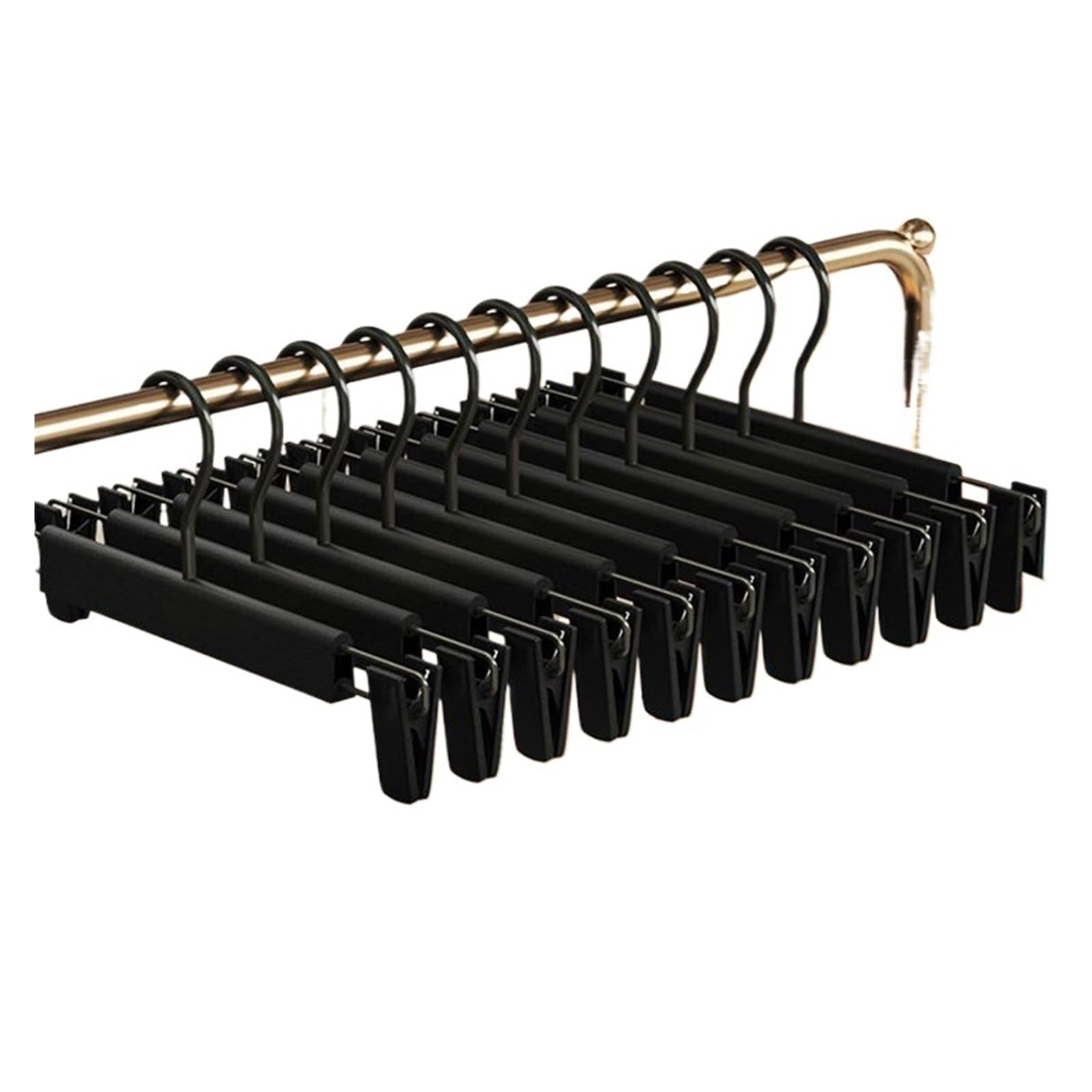 Coat Hangers Pants Hanger Adjustable Clips Space Saving Anti-Slip Metal Rack Women's Skirt Clothes Organizer Socks Lingerie Racks(Black,10pcs)