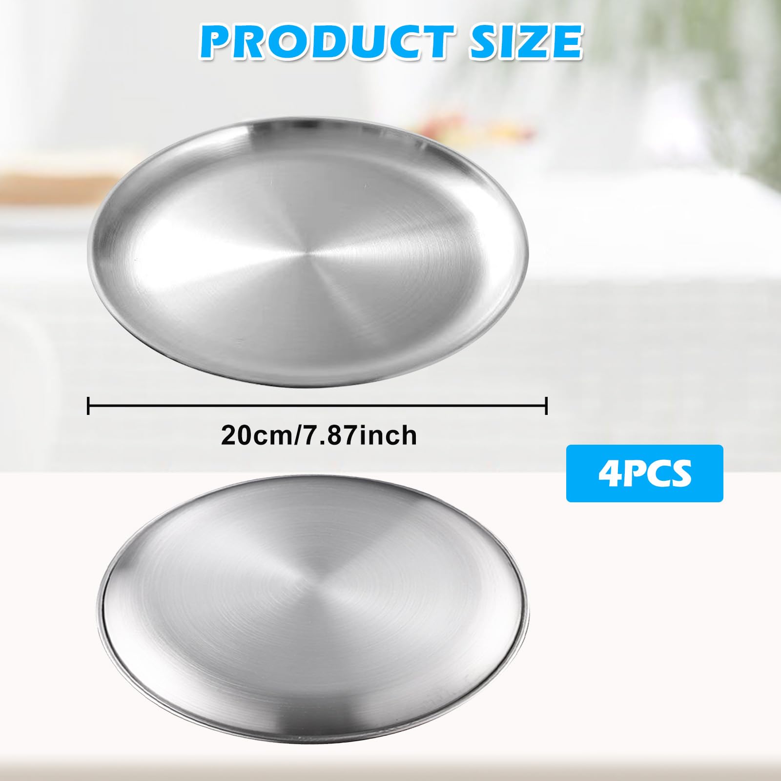 Set 4 Piatti In Acciaio Inox Per Campeggio - Ø20 Cm, Per Picnic E BBQ - Foto 11