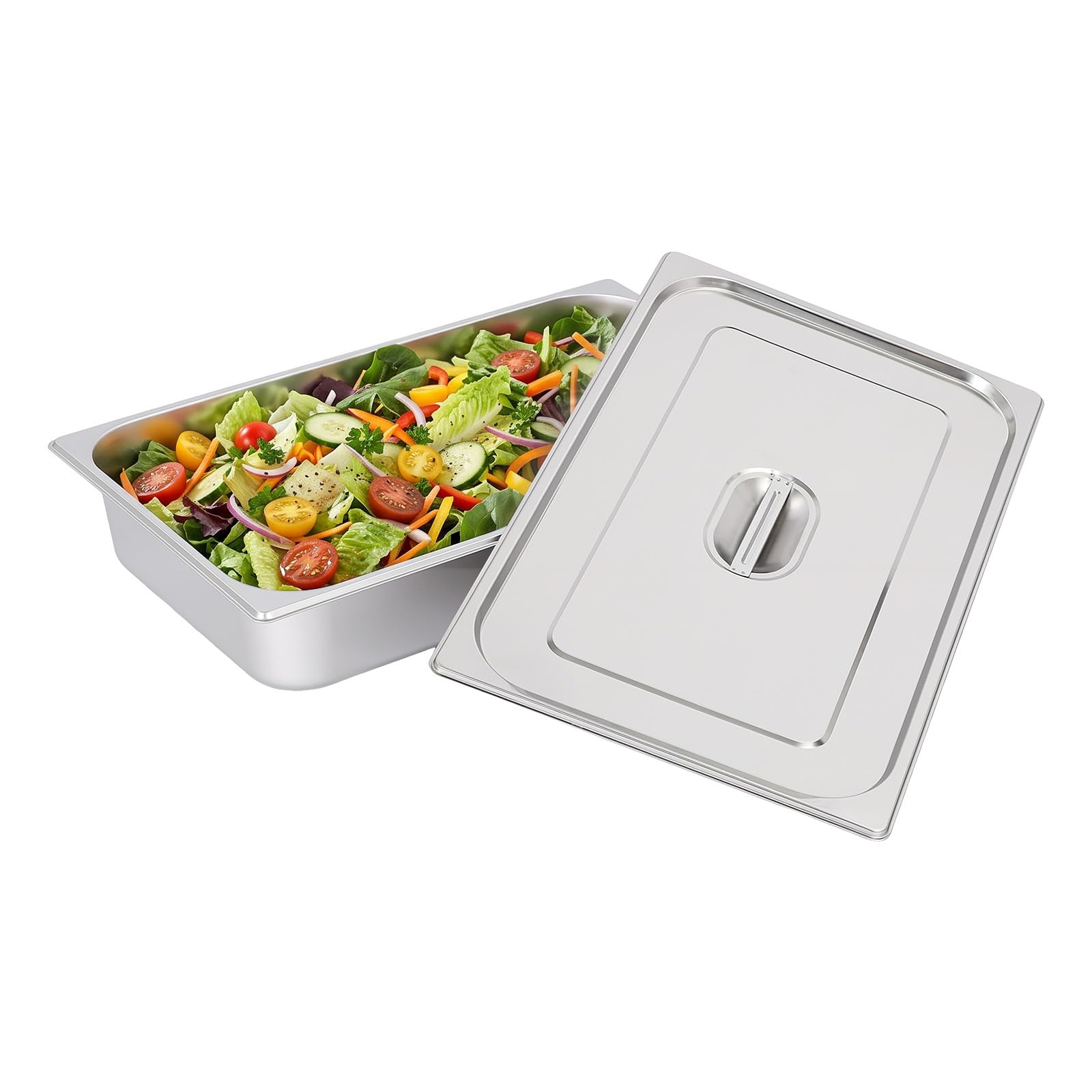 Set di 4 contenitori GN in acciaio inox con coperchio, 9 l, 53,5 × 32,5 ×