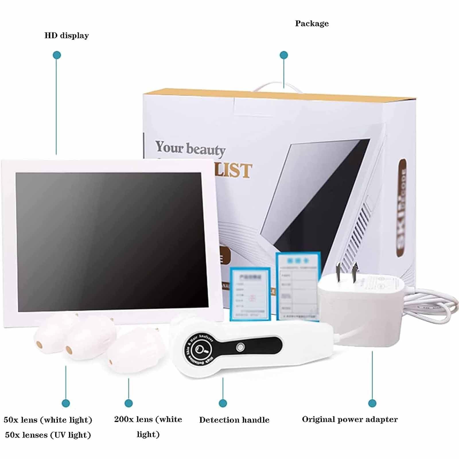 PixCy Analizzatore di Capelli Diagnostico della Pelle, Schermo LCD HD da 15", Scanner della Pelle del Viso, Tester Portatile dei Capelli della Pelle, per Saloni Domestici
