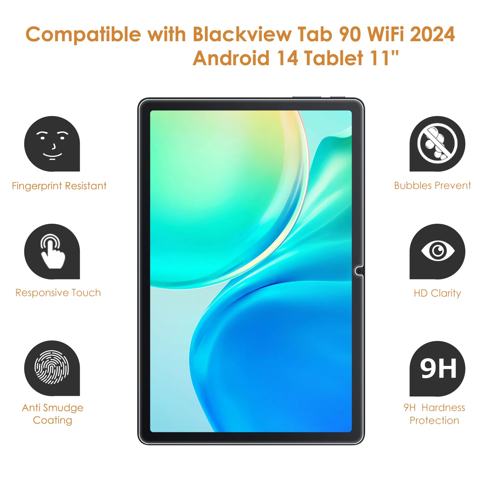 Hianjoo 2 sztuki folii ochronnej, kompatybilna z Blackview Tab 90, WiFi 2024, Android 14, tabletem 11 cali, ochrona wyświetlacza, kompatybilna z Blackview Tab 90, WiFi 2024, Android 14, tablet HD,