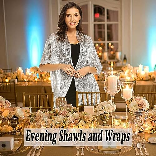 Tapp Collections Sparkling Metallic Shawls and Wraps with Buckle for Evening Dresses Wedding Party4