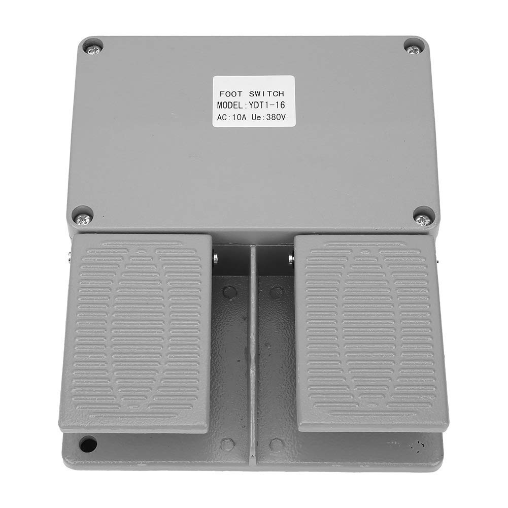 Interruptor de Pedal Doble 380VAC 10A de Superficie Lisa para Tornos Taladros de Columna y Punzonadoras