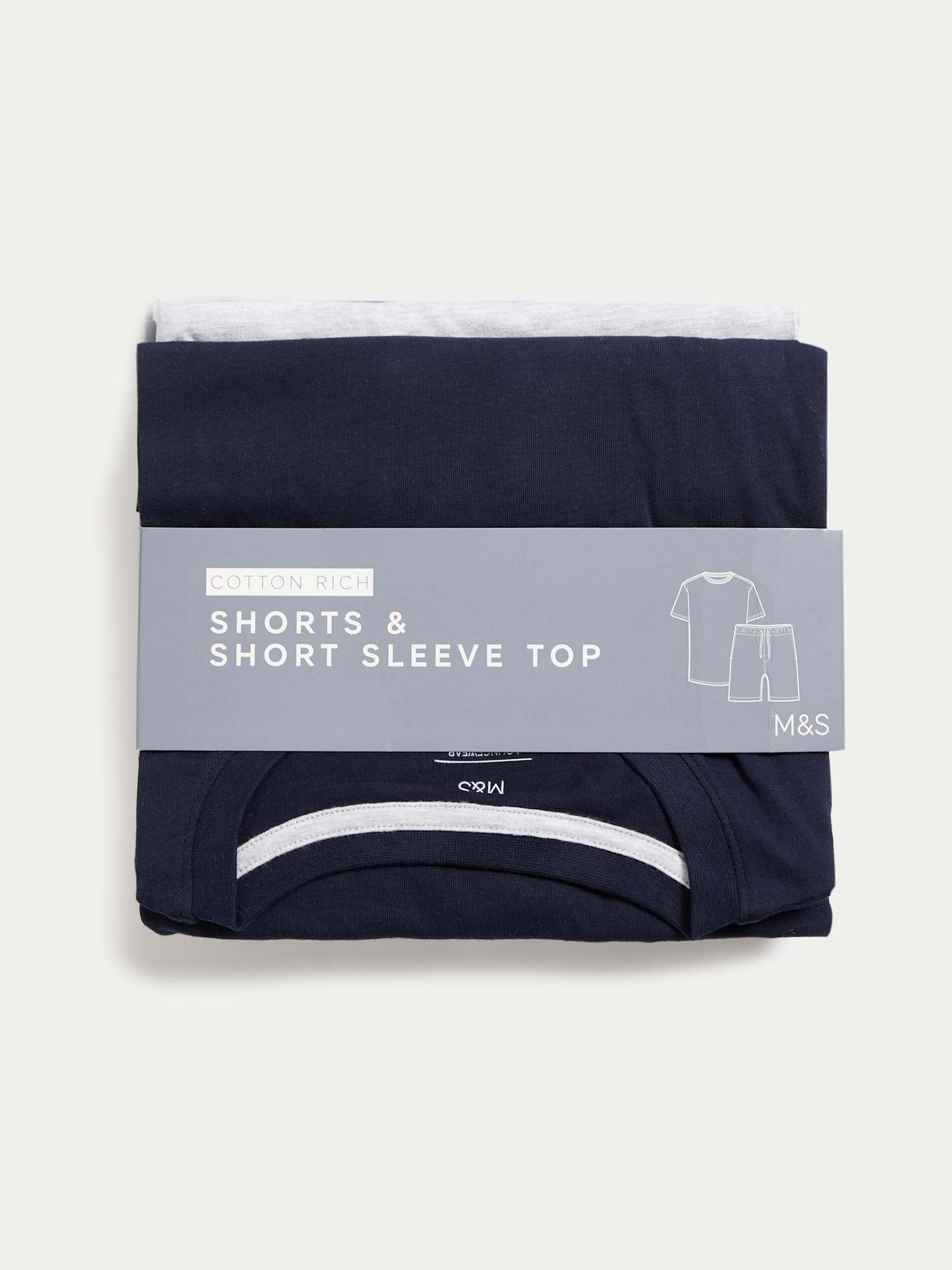 Marks & Spencer Conjunto de Pijama con Alto Contenido en Algodón para Hombre, Ajuste Normal, Cintura con Cordón, con Bolsillos