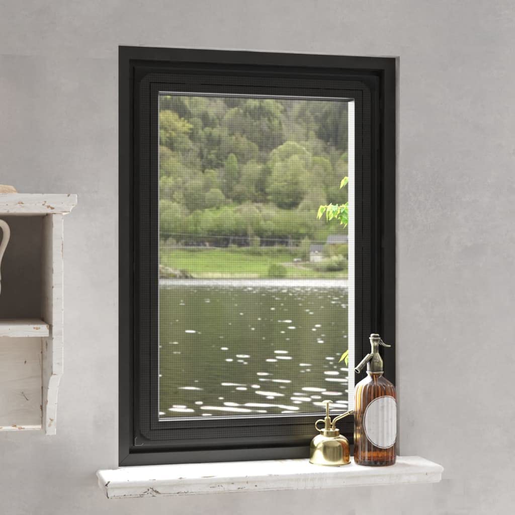 LAPOOH Magnet-Insektenschutz für Fenster, Fliegengitter Fenster, Fliegenschutz Fenster, Pollenschutzgitter Fenster, Insektengitter Fenster, Insektennetz, Fensternetz, Anthrazit 80x120 cm