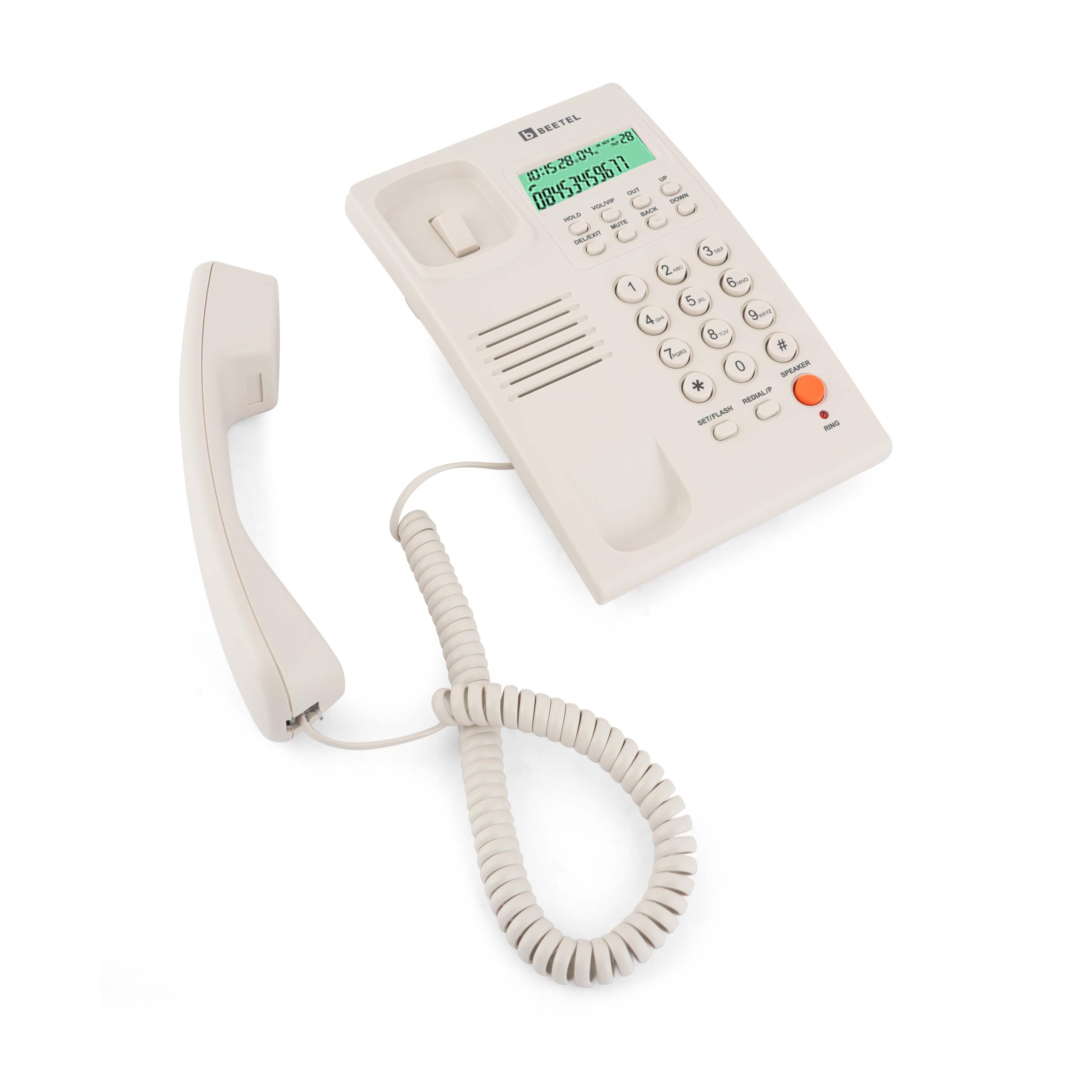 Beetel Newly Launched G30, TEC Certified, Caller ID LCD Display, Ringer LED,DTMF/FSK Compatible, 2-Way Adjustable Speaker Phone, Music on Hold, Desk/Wall Mountable, 3 Level LCD Contrast(G30-Warm Grey)