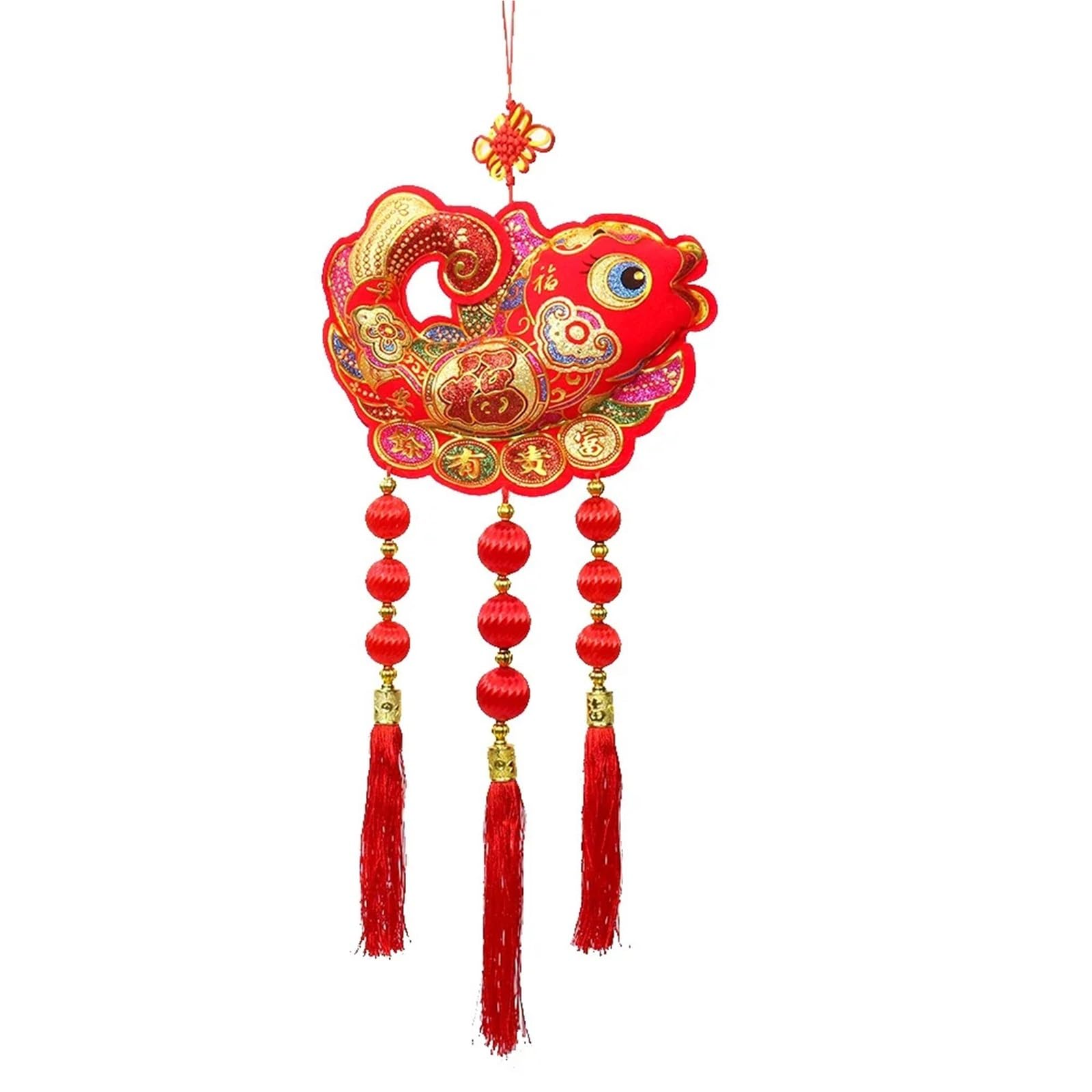 Zonabsqq 1Pc Koi Chinese Knot 62Cm Red Chinese Knot Koi Carp Fish Lantern Tassels Dangle Ornament Pendant - Lucky Fortune Mascot Spring Festival Decor