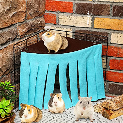 2 Pieces Guinea Pig Hideout Small Animal Corner Fleece Hideaway Cute Ferret Hammock And Sleeping Bed For Ferrets Chinchillas Small Pets (Brown With Blue, Black With Orange-Brown, Leopard) #TOP4