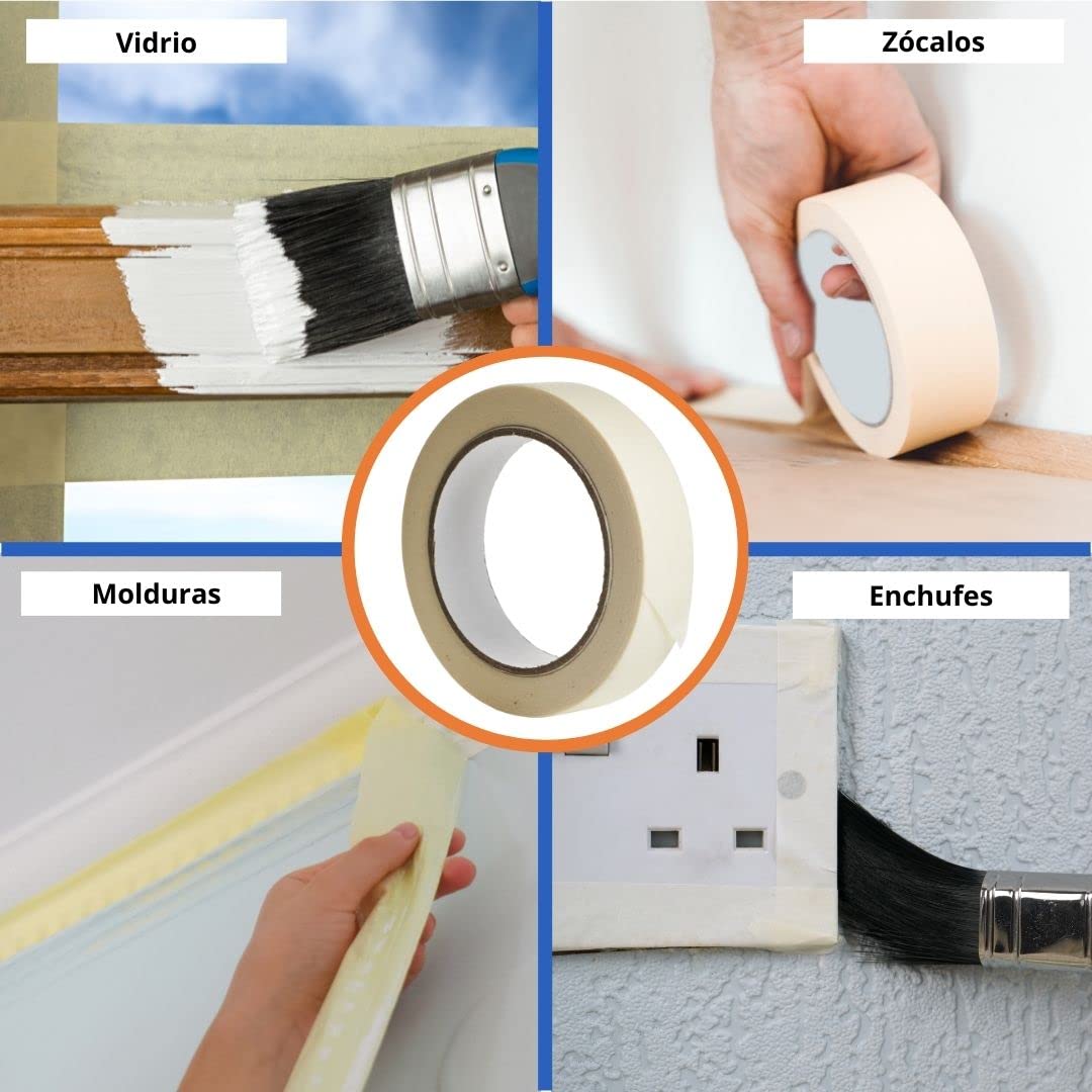 GOCABLETIES - Cinta de enmascarar de 25 mm x 50 m - Cinta Carrocero - Cinta de pintor para proteger las superficies al decorar - Adhesivo sin disolventes - Pack de 2 rollos