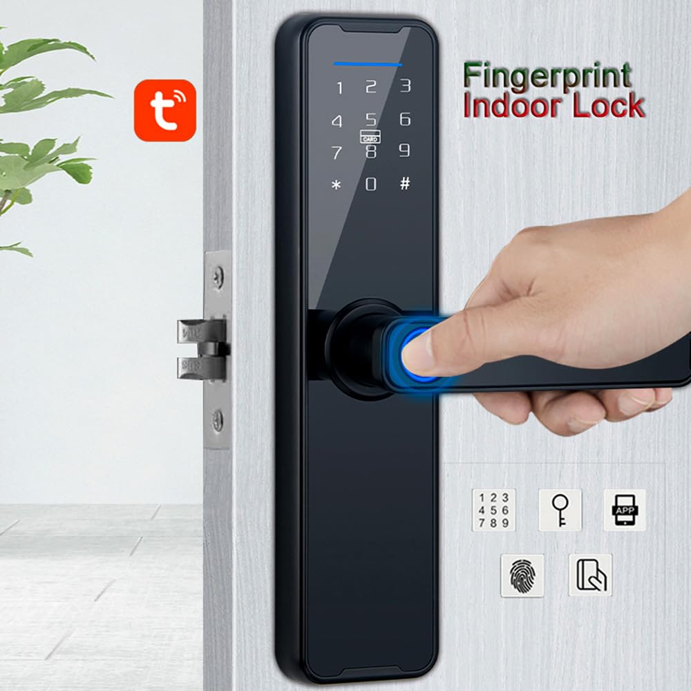 Smart Lock zamek do drzwi z odciskami palców, klawiatura z uchwytem, odcisk palca, elektroniczny zamek do drzwi, inteligentny zamek do drzwi, kompatybilny