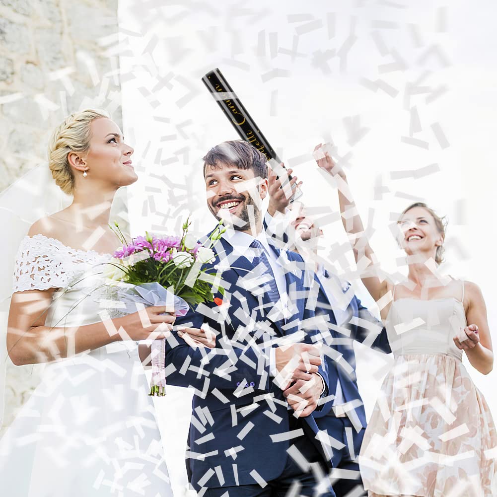 Coriandoli Cannone Compleanno 4 Pezzi - Carta di Riso, 6 Colori, Popper Biodegradabile per Matrimonio