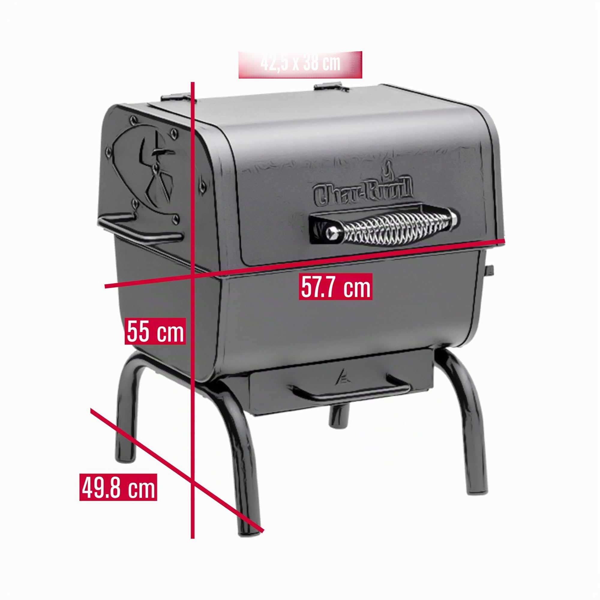 Char-Broil Barbacoa a Carbón 2Go - Barbacoa portátil, aire ajustable, combínelo con M/L para formar ahumador offset - Ideal para cocina al aire libre, jardín y patio