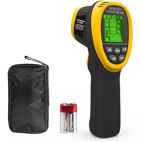 Termómetro digital infrarrojo de -58  a 1472 , pistola termómetro industrial INFURIDER 985E temperatura ambiente, humedad y punto de rocío, pistola