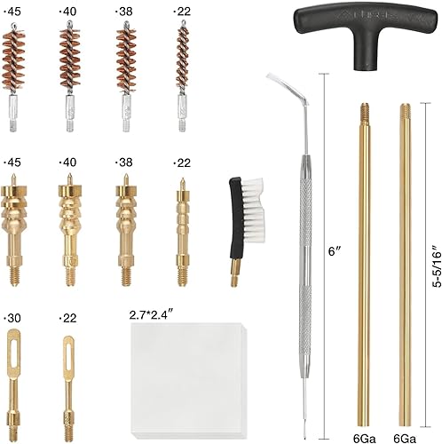 Miniatura 4 de FLISSA Kit universal de limpieza de pistola, kit de limpieza de pistola de 16 piezas con varilla de limpieza, cepillos de orificio, mandriles de