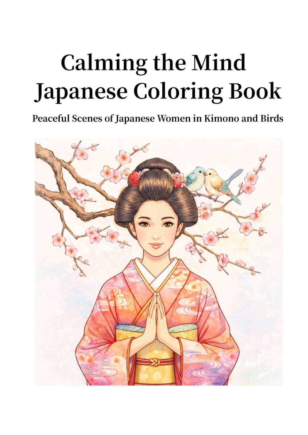 Calming the Mind Japanese Coloring Book: Peaceful Scenes of Japanese Women in Kimono and Birds