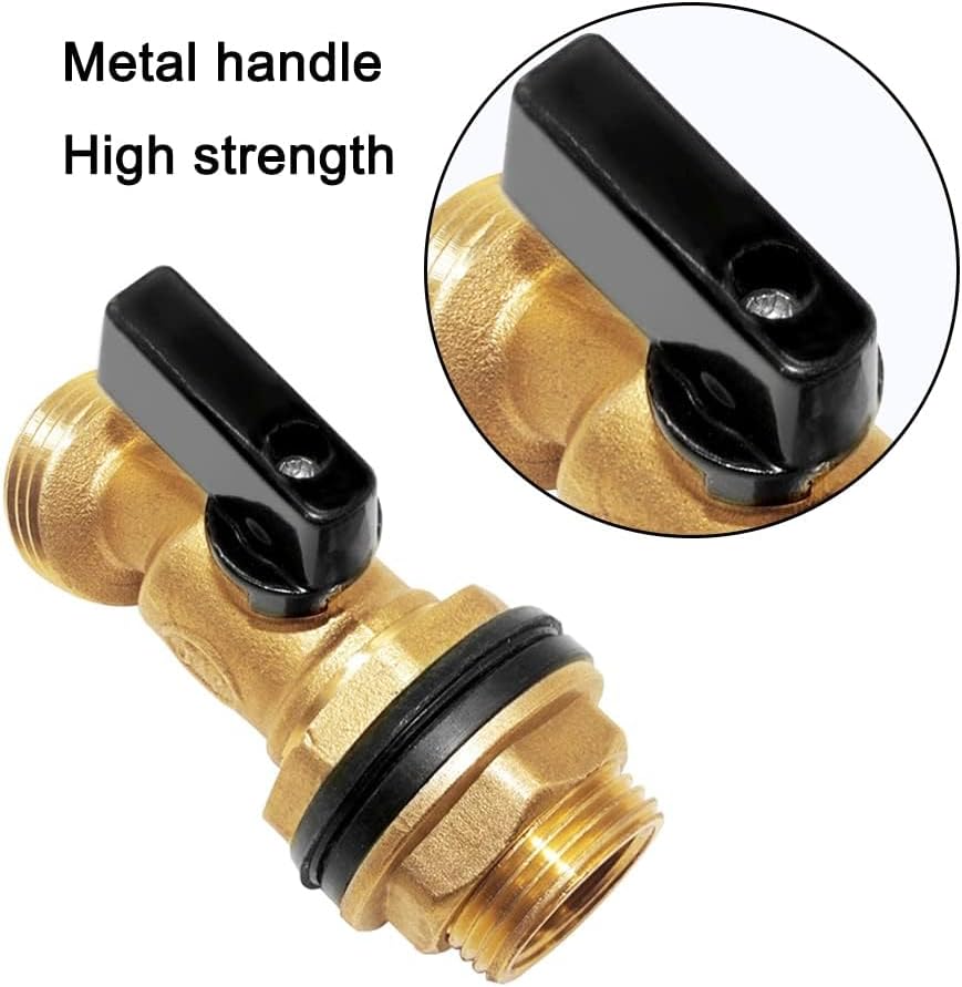 Joywayus Brass Water Container/Rain Barrel Spigot 3/4" Threaded Quarter Turn Ball Valve with Bulkhead Fitting, Suitable for Garden Hose Thread Connection (Pack of 2)