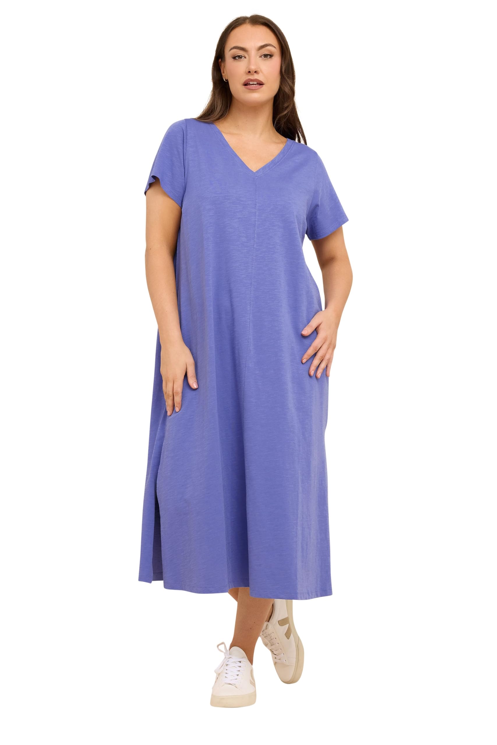 Evans Women's Cotton Midi Dress - Blue - Size 20