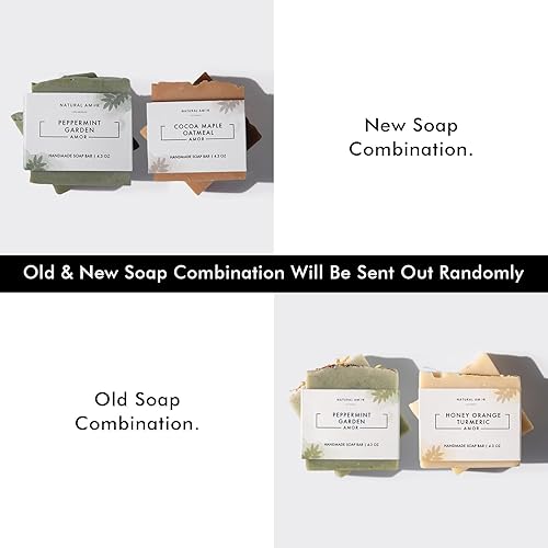 Miniatura 29 de Natural Amor - Juego de barra de jabón orgánica hecha a mano (paquete de 4), hecha con ingredientes naturales, jabón de proceso frío, juego