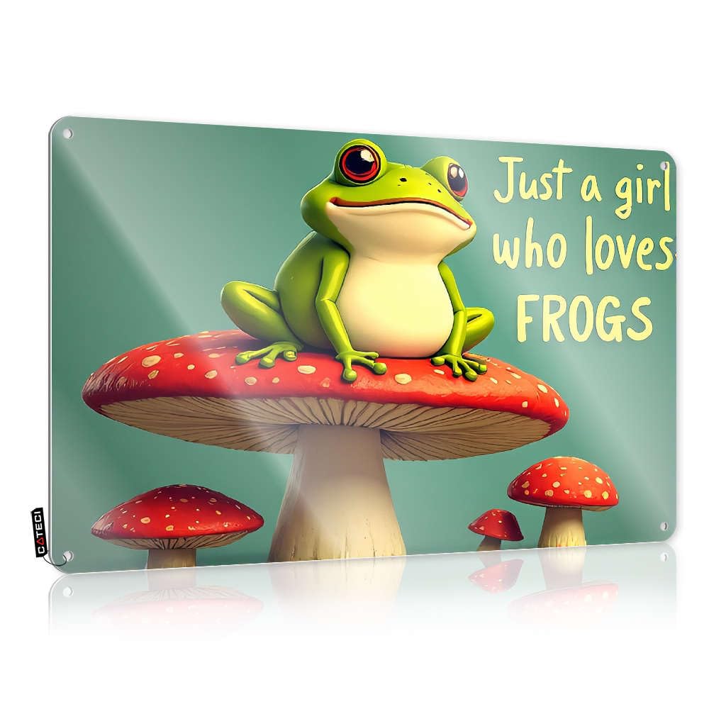 Tinplate Sign Fall Highland Kitchen Decor Vintage & Danger With Guns Rust-proof | Western Horseshoe Wall A Girl Loves Frogs. / Metal For Home Bar