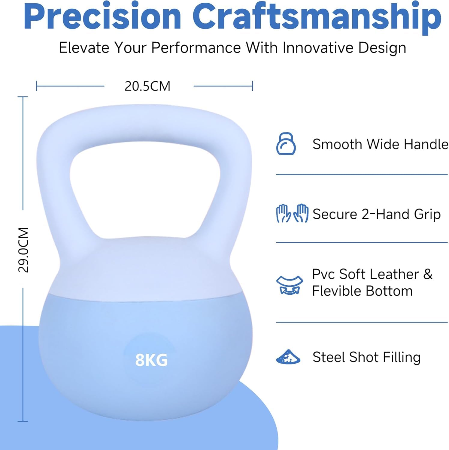 Leikefitness Weiches Kugelhantel-Set – rutschfeste Kugelhanteln für das Training zu Hause – Stärke und Sicherheit garantiert (Blue, 8kg)