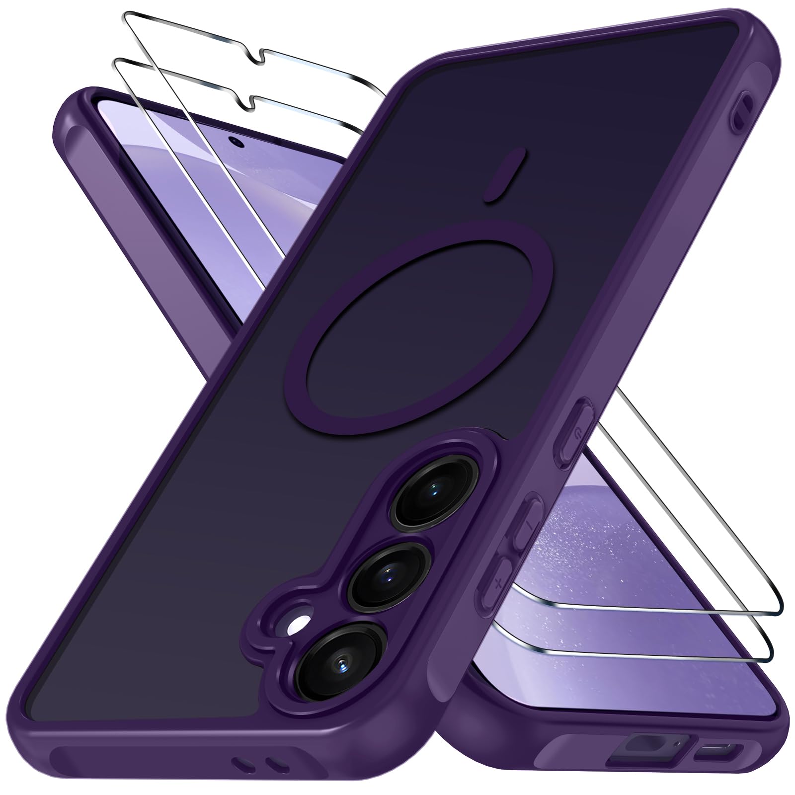 ivoler für iPhone 13 Hülle, 1 Magnetisch Handyhülle mit 2 Stück Panzer Schutz Glas, [Kompatibel mit MagSafe] [Militärischer Schutz] Stoßfest Schutzhülle Case - Dunkelblau