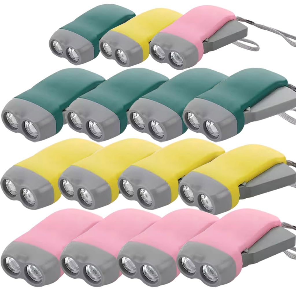 Torcia Senza Batteria 15 Confezioni Di Torce A Manovella, 2 Torce A Dinamo LED, Nessuna Batteria Richiesta, Per Interruzione Di Corrente