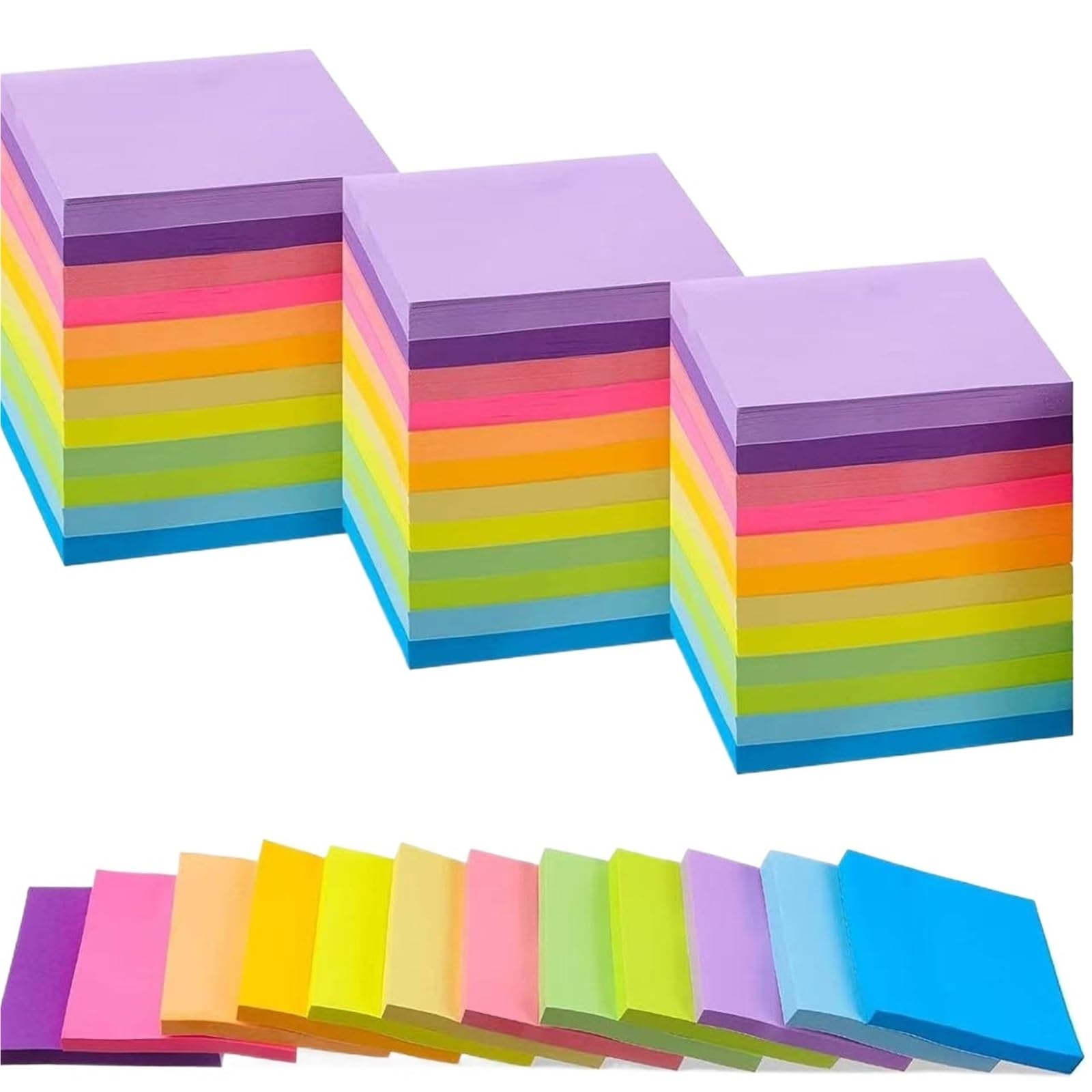Lot de 36 blocs de notes adhésifs pour fournitures de papeterie et accessoires de bureau (6 couleurs A)