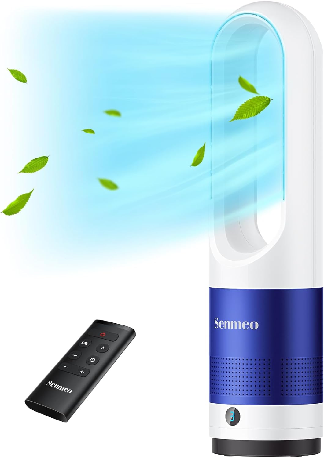 Bladeless Fan for Bedroom, 22" Quiet Tower Fan with Remote, 90° Oscillating Fan for Indoors with 8 Speeds, 9H Timer, LED Display, Easy to Clean, Portable Standing Fan for Home, Office