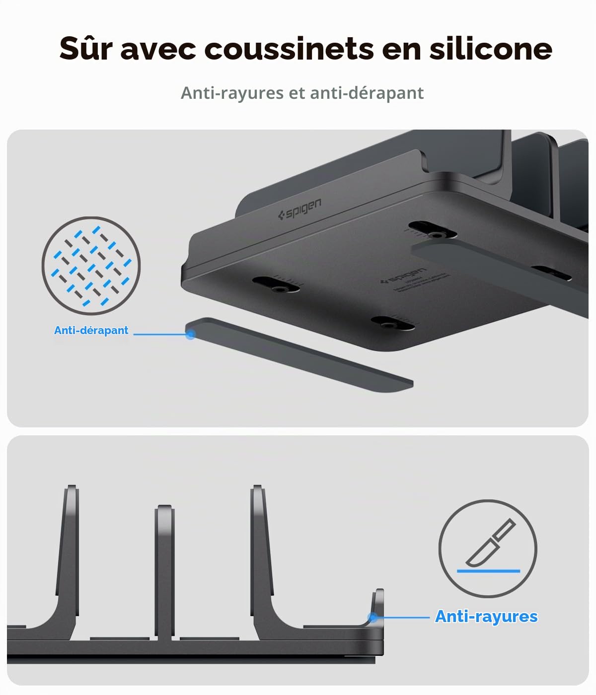 Spigen Support Vertical [Jusqu'à 4 Appareils] Organisateur de Bureau