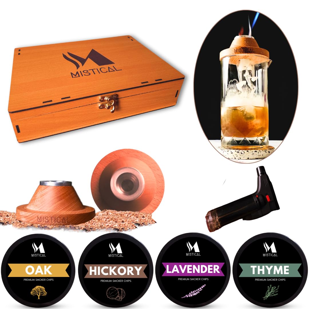 Mistical Cocktail Smoker Kit with Torch - Smoker Kit for Cocktail & Whisky | Smoke Infuser | Ideal Gift for Any Occasion (Oak, Hickory, Lavender, Thyme)-picture-24