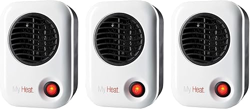 Lasko 101 MyHeat - Calentador eléctrico de cerámica portátil de 200 vatios de eficiencia energética con exterior fresco al tacto para escritorio de