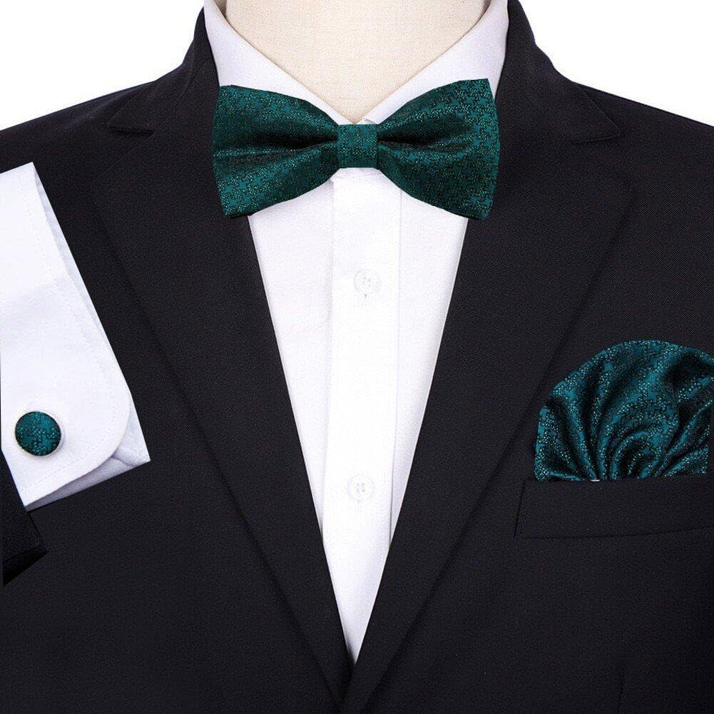 Set Papillon Pre-Annodato in Seta Cachemire Uomo con Fazzoletto Taschino E Gemelli Set Papillon Annodato per Matrimoni Ed Eventi Formali