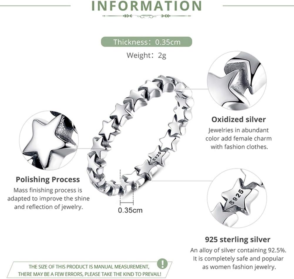 Presentski 925 Sterling Silver Star Ring Stackable Rings Eternity Promise Rings for her - Image 5