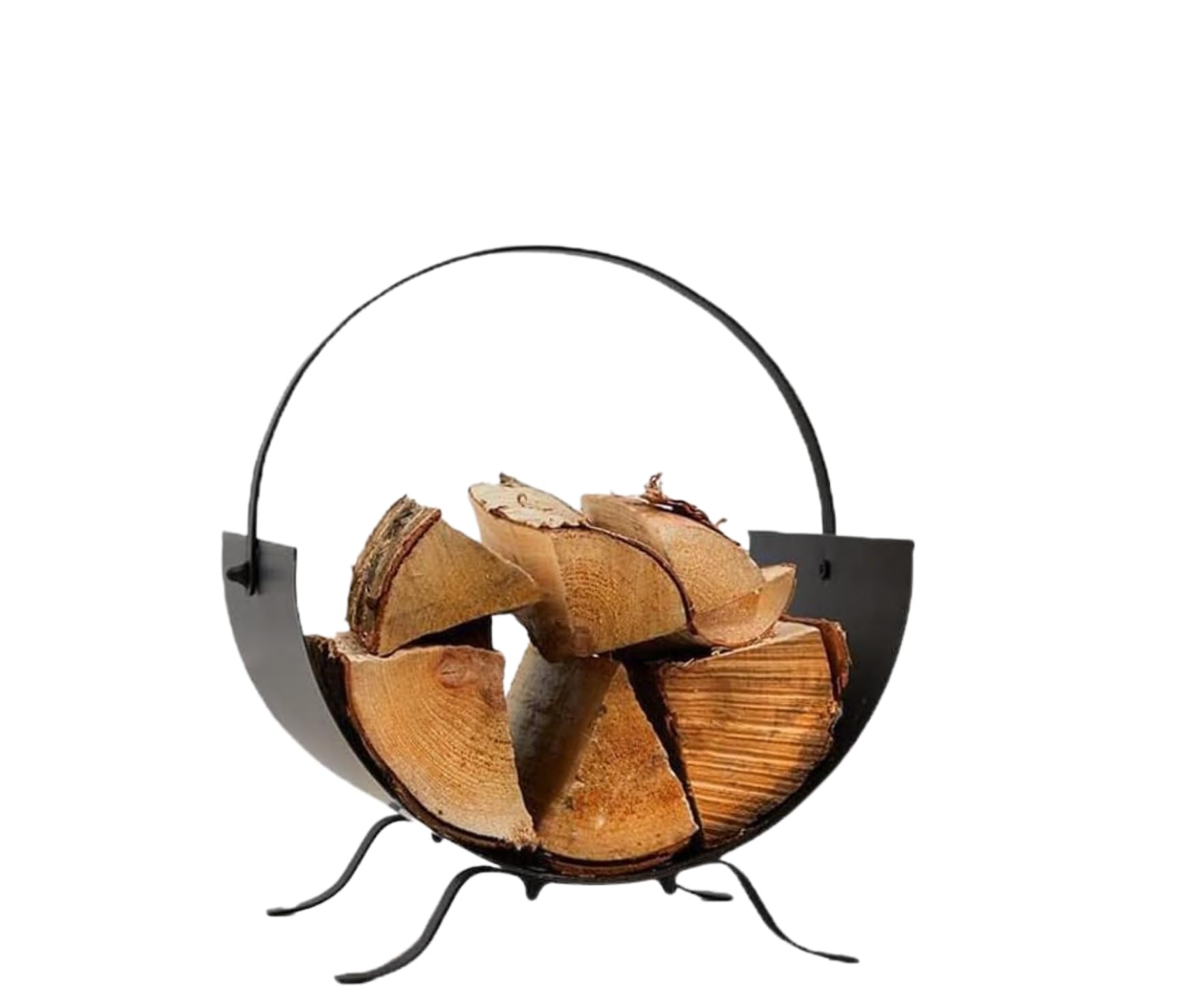 Trendi Black Metal Log Holder for Firewood Storage |Fireplace Basket with Handle | Wood Organizer Stand | Indoor, Outdoor Use | Sturdy & Durable Firewood Carrier for Hearth, Patio, and Campfires