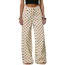 Mxiqqpltky Polka Dot Jeans Women Low Rise Cute Baggy Jeans Y2k Straight Wide Leg Boyfriend Denim Pants Streetwear